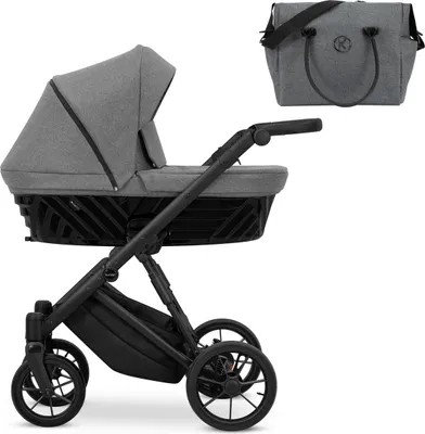 Produktbild von Kunert Ivento 2in1 Kinderwagen in dunklem Anthrazit mit schwarzem Rahmen