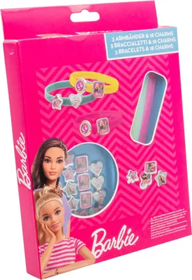 Produktbild von Barbie - 3 Plastikarmbänder mit 18 Charms zum Anmachen