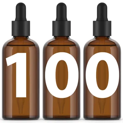 Amber Glasflaschen mit Pipette, 100 ml, 100 Stück