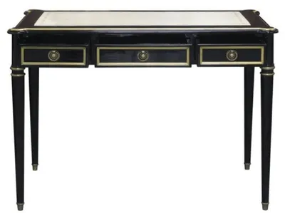 Produktbild von Casa Padrino Barock Schreibtisch mit 3 Schubladen Schwarz / Weiß / Gold 108 x 61 x H. 77 cm - Barock Büromöbel