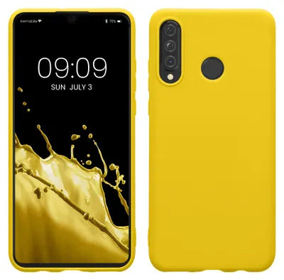 Image de Étui kwmobile pour Huawei P30 Lite, coque en TPU compatible avec la recharge sans fil, protection flexible, couverture en caoutchouc de couleur jaune vif