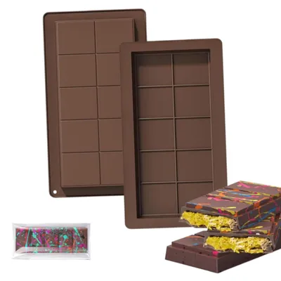 Produktbild von AIORBER 2er Set Silikon-Schokoladenform, Lebensmittelechte Silikonform 6er Rechteck, BPA-frei, Schokoladen- & Eiswürfelform, spülmaschinenfest