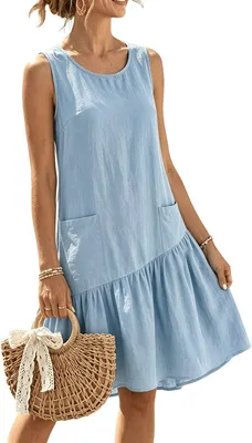 Productafbeelding van Lumoras Linnen Jurk Dames Blauw XXL