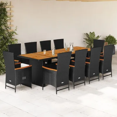 Produktbild von Langlebig Gartenmöbel Set Balkonmöbel-Set 11-tlg. Garten-Essgruppe mit Kissen Schwarz Poly Rattan - Gartenmöbelgarnituren Octo2692630 7parcel