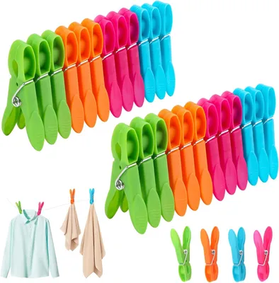 Imagen del producto de Clips de plástico, 60 unidades, con resorte resistente a la corrosión, para ropa y uso doméstico