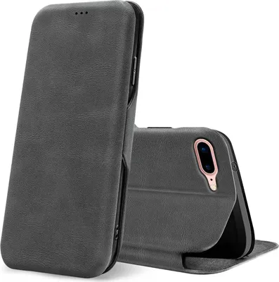 Produktbild von Conie Retro Klapp Tasche für iPhone 7 Plus / 8 Plus Kartenfach Hülle Rundumschutz in Grau