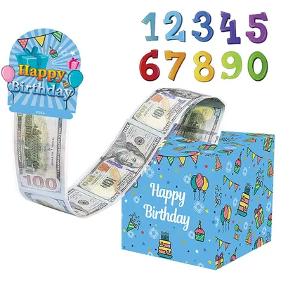 Produktbild von Geburtstags-Spardose, „Happy Birthday“, Überraschungs-Geburtstagsgeschenkbox für Party, Blau