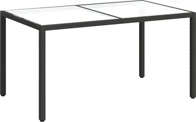 Image de vidaXL Table de jardin 150x90x75 cm Verre trempé Poly rotin Noir