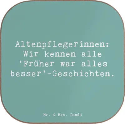 Produktbild von Mr. & Mrs. Panda Tischschoner Spruch Altenpflegerin Geschichten - Meeresbrise - Geschenk, handgefertigt, wertvoller Beitrag, Coaster, Erinnerungen, Berufe, Beruf