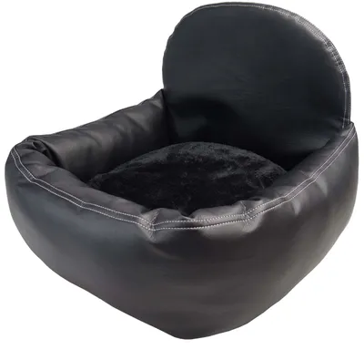 Image de Siège de voiture en cuir extra facile à entretenir pour chiens - siège de voiture renforcé pour chiens de petite et moyenne taille - siège de voiture pour chiens de haute qualité et imperméable pour le siège passager de la voiture (taille L, noir) avec ceinture VW Caddy IV Kombi