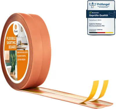 Obrázek produktu pro QUEST Podlahové lišty PVC 30x30mm, 25m, Samolepicí dokončovací lišta, dekorační, pro všechny typy povrchů, cihlovy, cihla