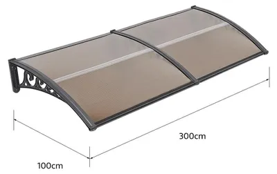 Image de Auvent d'entrée - Auvent de porte d'entrée - Panneau en acrylique - Transparent - Résistant à la pluie - Résistant aux UV - 100–300 cm