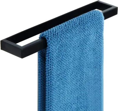 Obrázok produktu pre Čierna držiak na uteráky do kúpeľne, 30 cm - samolepiaci