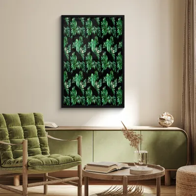 Produktbild von MuchoWow® MuchoWow® Gerahmtes Poster Weinlese - Monstera - Blätter 60x90 cm - Poster mit zchwarzem Bilderrahmen - Kunst