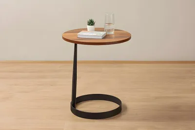 Image de Skye Decor, Callisto - Walnut, table d'appoint, 100 % MDF, noyer, 50 x 50 x 58 cm