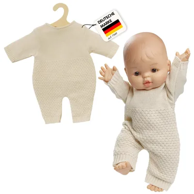 Produktbild von Heless 1480 - Puppenkleidung aus 100% Baumwolle, Strickstrampler in Ecru für