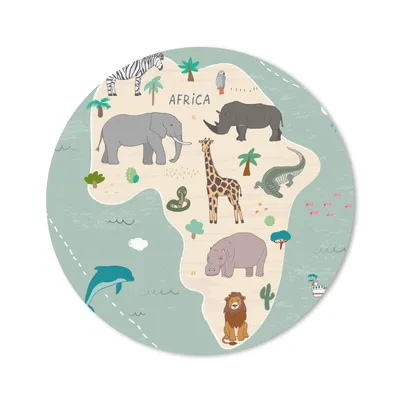 Produktbild von MuchoWow® Mauspad Mousepad Afrika - Weltkarte - Kinder - Tiere - Jungen - Blau - Kinder 30x30 cm - Mousepads - Maus Mat - Pad - Mausunterlage - Tischunterlage - Schreibtischmatten