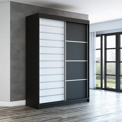 Produktbild von Schwebetürenschrank COLIN  2-türig Schrank 160 cm (Weiß, Schwarz, Sonoma)