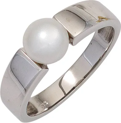 Produktbild von JOBO Damen Ring 333 Gold Weißgold 1 Süßwasser Perle Goldring Größe 54