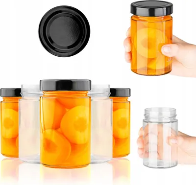 Zdjęcie produktu dla SuperButelki - 50x Słoiki szklane 330 ml z zakrętkami fi 66 mm, zestaw słoików 0,33 l wieczka, na przetwory, dżemy komplet 0,33l słoik + E-BOOK słoik