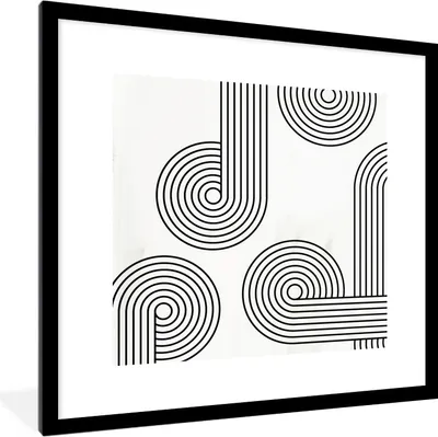 Produktbild von MuchoWow® Gerahmtes Poster Abstrakt - Linien - Schwarz - Grau 40x40 cm - Poster mit Schwarzem Bilderrahmen Wandposter Rahmen Foto Bilder - Poster - Plakat im Rahmen