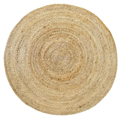 Runder Jute-Teppich handgewebt 100 cm Naturfaser