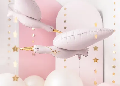 Produktbild von Folienballon Storch 100x43cm Hellrosa