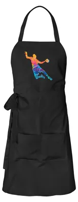 Produktbild von Huuraa Schürze bunte Handball Silhouette Schwarz mit Taschen Baumwolle Kochschürze Geschenkidee