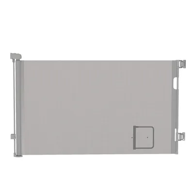 Image de Barrière de sécurité pour porte Rollo 0-150 cm avec trou pour chat pour bébés et animaux domestiques Gris