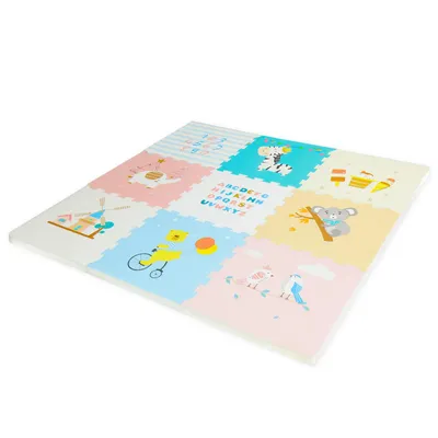 Produktbild von Puzzlematte 2cm dicke Krabbelmatte Spielmatte Baby XPE 9er Spielteppich Rutschfest Beidseitig Tragbar Wasserdicht für Innen Außen