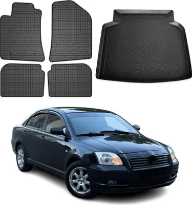 Immagine prodotto di Set tappetini e fodera bagagliaio per Toyota Avensis 2003-2009 in gomma nera 5x