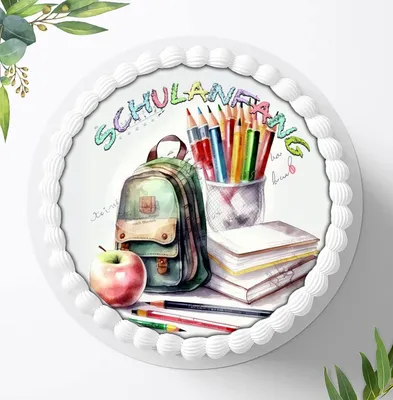 Produktbild von Für die Geburtstags Torte ein Tortenaufleger, Zuckerbild mit dem Motiv: Schulanfang, Essbares Foto für Torten, Fondant, Ø 20cm, 1415z