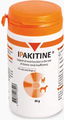 Zdjęcie produktu dla Vetoquinol Ipakitine – suplement diety dla psów i kotów w postaci proszku z witaminami wspomagającymi układ moczowy, 60 g