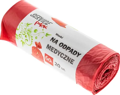 Produktbild von Medizinische Hygieneabfallbeutel, rot, 20 Stück, stark, LDPE, 60L
