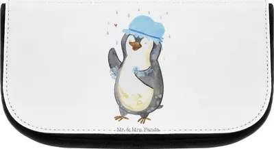 Produktbild von Mr. & Mrs. Panda Kulturbeutel Pinguin Duschen - Weiß - Geschenk, Organizer, Duschkonzert, Motivation, kulturtäschchen, Dusche, kosmetiktasche klein, Singen