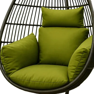 Immagine prodotto di HOMESCAPES cuscino per sedia sospesa da esterno verde con poggiatesta, cuscino per altalena sospesa, sedia a cesto sospesa, 2 pezzi con poggiatesta e lacci, morbido e resistente alle intemperie