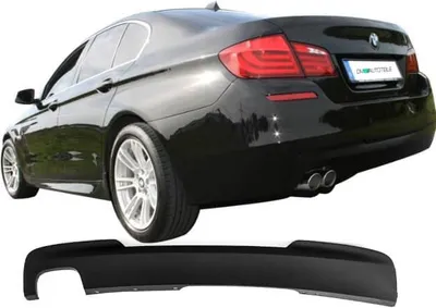 Obrázek produktu pro Sportovní zadní difuzor s dvojitou výfukovou trubkou, levá strana, černá barva, kompatibilní s modely BMW F10 a F11, pouze s výbavou M-Paket, pro roky 2010-2017