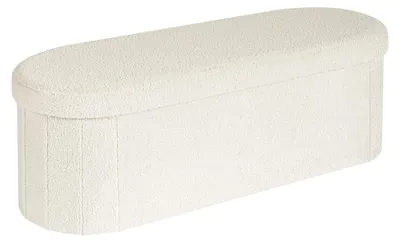Poef mit Stauraum, klappbare Sitzstruhe, Fußbank, Weiß, 110x38x38 cm