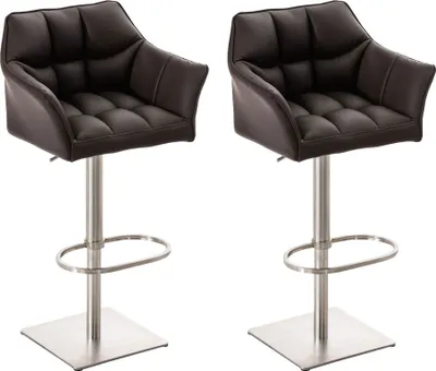 Produktbild von 2er Set Barhocker HLO-CP1 Kunstleder edelstahl  braun