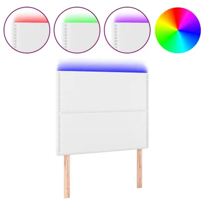 Produktbild von vidaXL LED Kopfteil Weiß 100x5x118/128 cm Kunstleder