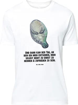 Produktbild von Mr. & Mrs. Panda Größe XL T-Shirt Seekuh Happy - Weiß - Geschenk, Freundin, Zufrieden, Selbstliebe, Shirt, Meer, Tshirt, Respekt, Neustart, mit Spruch