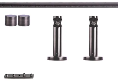 Produktbild von Gardinenstange Set Innenlauf, 1-läufig, ⌀ 19 mm, 160 cm, anthrazit + Wand, Kappe Komplettset Innenlauf mit Halterungen & Endstücke, Vorhangstange in Silber, Rot-Bronze & Anthrazit, 120–400cm, Eisen, Aluminum Victoria M.