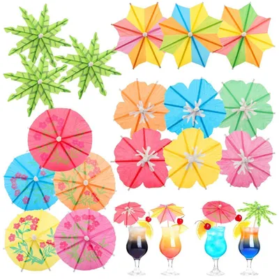 Produktbild von Cocktail Zubehör Set 70 Stück Papierschirmchen Bunt 4 Designs