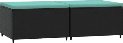 Produktbild von vidaXL Gartenhocker mit Kissen 2 Stk. Schwarz Poly Rattan