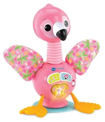 Produktbild von VTECH Flamingo Rigolo Babyspielzeug, Rosa Flamingo Lernspielzeug 9-36 Monate, Sounds & Melodien, Saugnapf