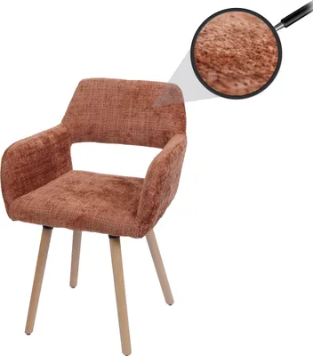 Produktbild von Esszimmerstuhl MCW-A50 II, Stuhl Küchenstuhl Polsterstuhl, Holz Stoff/Textil Chenille (465g/m²) MVG  terrakotta