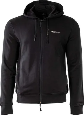 Immagine prodotto di Felpa con cappuccio Armani Exchange, chiusa con zip e logo sul petto, colore nero, taglia XXL