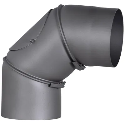 Produktbild von Ofenrohrbogen 90°, Ø 150 mm, grau verstellbar mit Tür