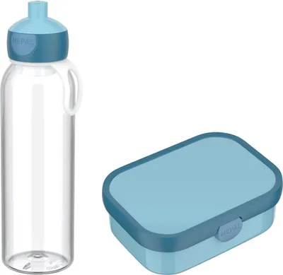 Produktbild von Mepal - Pausenset Campus - Set für Kinder mit Bento Brotdose und Pop-Up Wasserflasche - Lunch-Set für die Schule oder unterwegs - Spülmaschinenfest - 750 + 500 ml - Cool Blue