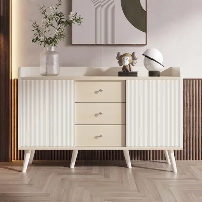Produktbild von Odikalo Sideboard Anrichte Schließfach Aufbewahrung Schubladen Stauraum H80/L117,5/T40cm Weiss